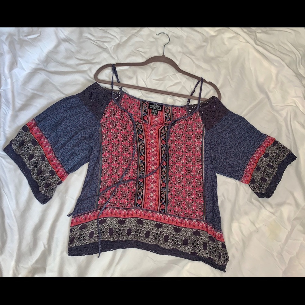 Angie Shirt, Pink Blue, Medium